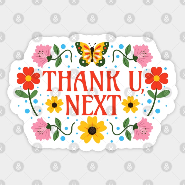 Thank You Next - Floral Typography - Thank U Sticker by Millusti